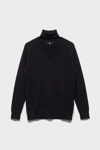 LARGE RIB V NECK SWEATER Cashmere Coal