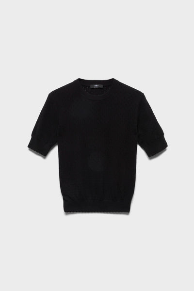CREWNECK POINTELLE SWEATER in Cashmere Coal