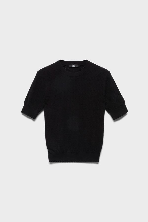 CREWNECK POINTELLE SWEATER in Cashmere