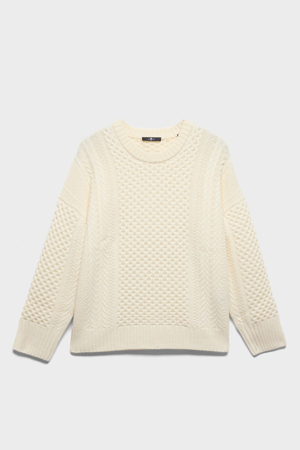 FISHERMAN CREWNECK SWEATER in Merino Wool
