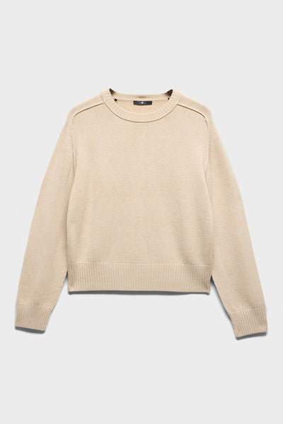 SADDLE CREWNECK SWEATER in Wool Blend Moonbeam