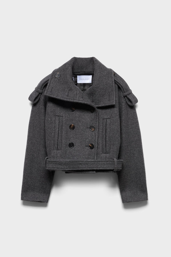 DOUBLE BREASTED HIGH NECK SHOR in Wool