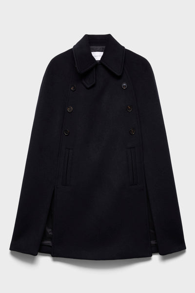 DOUBLE BREASTED CAPE in Wool Sable
