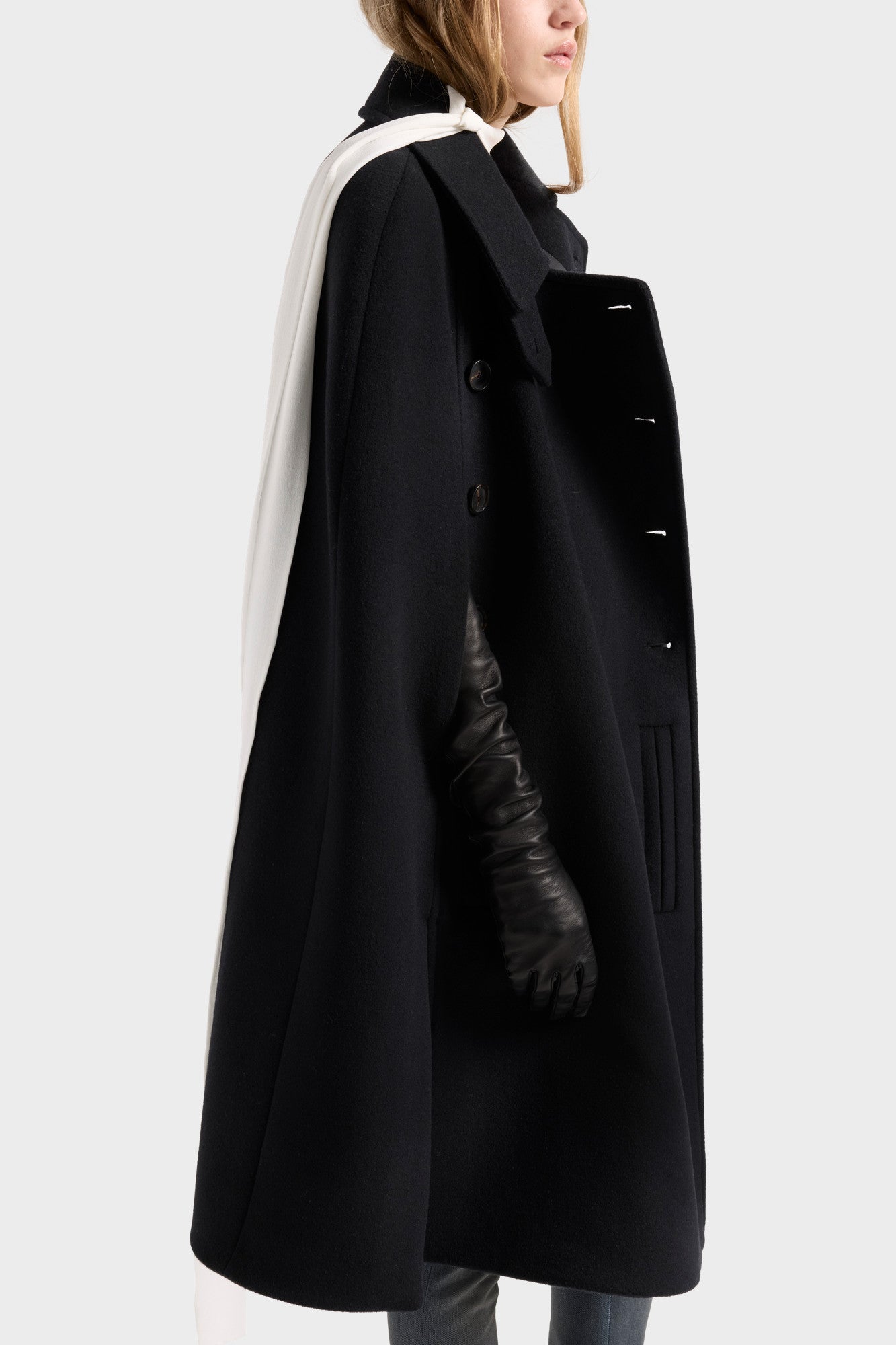DOUBLE BREASTED CAPE in Wool Sable | 7 For All Mankind