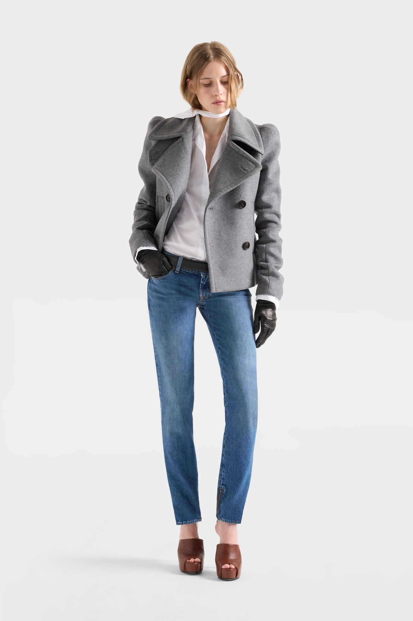 DOUBLE BREASTED HIGH SHOULDER in Wool Mink | 7 For All Mankind