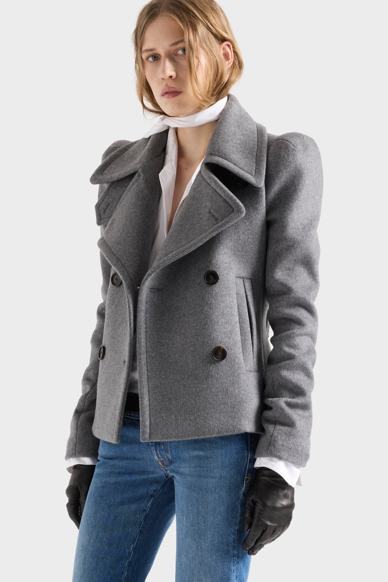 DOUBLE BREASTED HIGH SHOULDER in Wool Mink | 7 For All Mankind