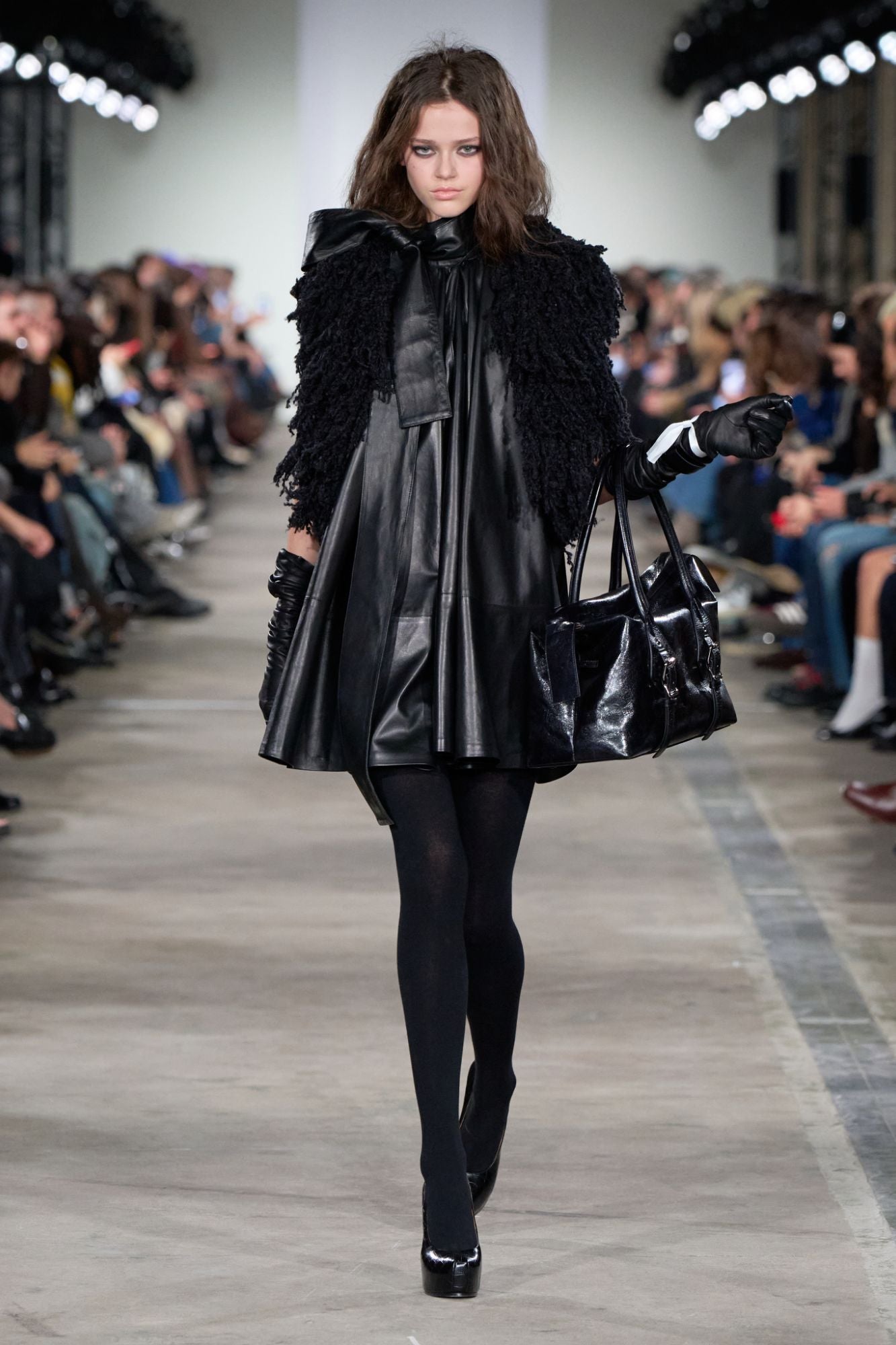 FRILL DRESS in Faux Leather Black | 7 For All Mankind