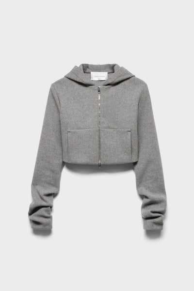 RUCHED ZIP HOODIE in Wool Slate