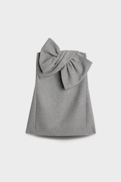 BOW MINI DRESS in Wool Blend Slate