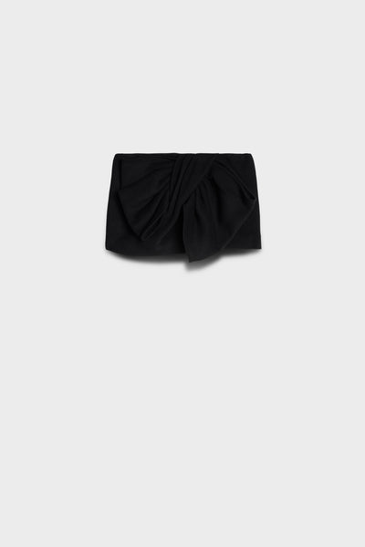 BOW MINI SKIRT in Wool Blend Black