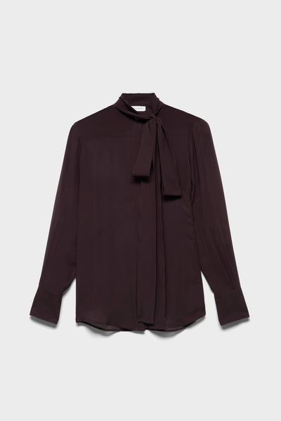 LONG SLEEVE BOW SHIRT in Silk Cherry