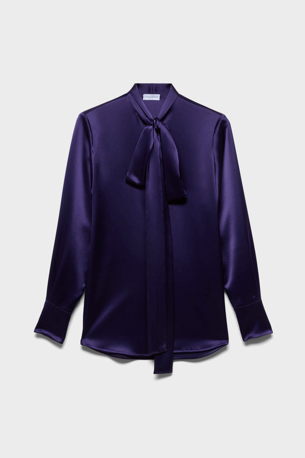 LONG SLEEVE BOW SHIRT in Satin