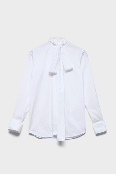 LONG SLEEVE BOW SHIRT in Poplin Off White