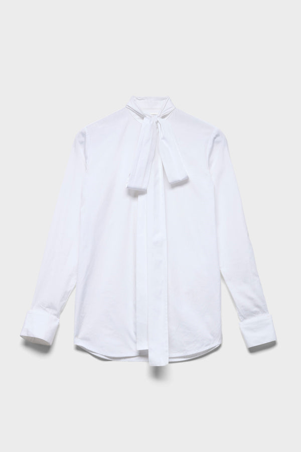 LONG SLEEVE BOW SHIRT in Poplin