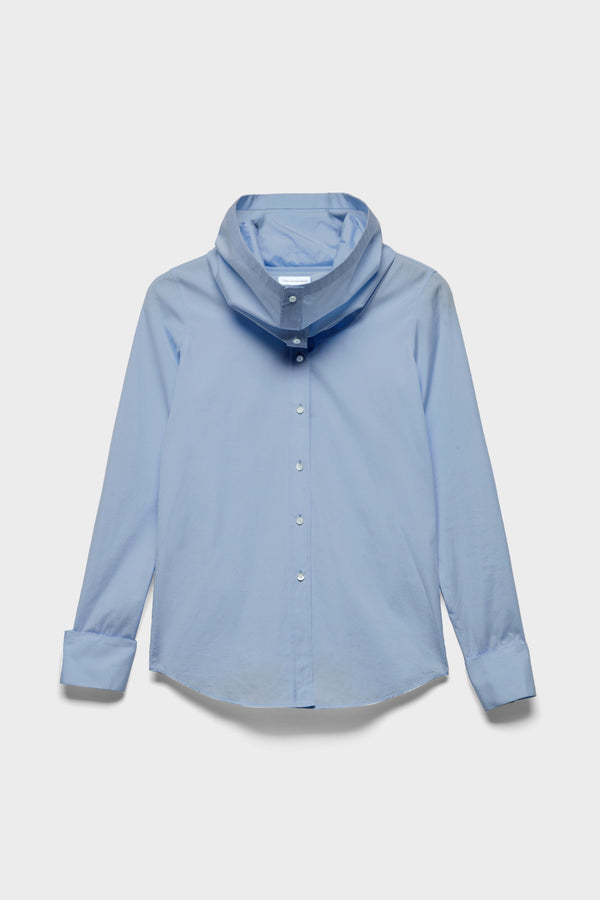 HIGH NECK LONG SLEEVE SHIRT in Poplin