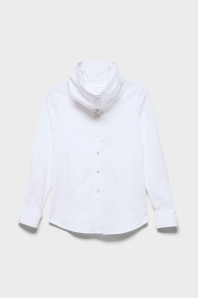 HIGH NECK LONG SLEEVE SHIRT in Poplin Off White