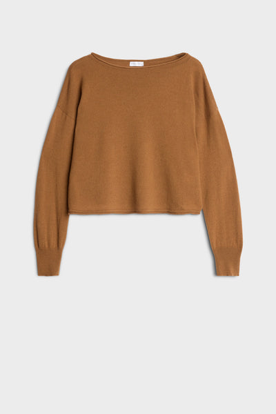 BOAT NECK CROPPED SWEATER in Wool Seashell