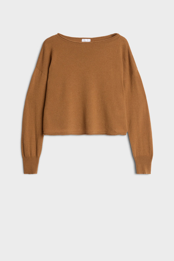 BOAT NECK CROPPED SWEATER in Wool
