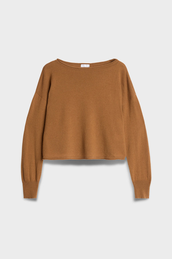 BOAT NECK CROPPED SWEATER in Wool