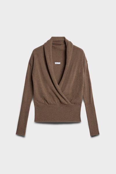 WRAP V-NECK SWEATER in Wool Seashell