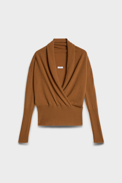 WRAP V-NECK SWEATER in Wool Seashell