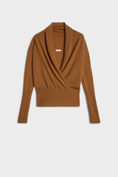 WRAP V-NECK SWEATER in Wool Seashell