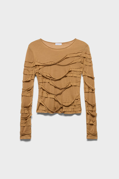 RIBBON LONG SLEEVE TEE in Viscose Seashell