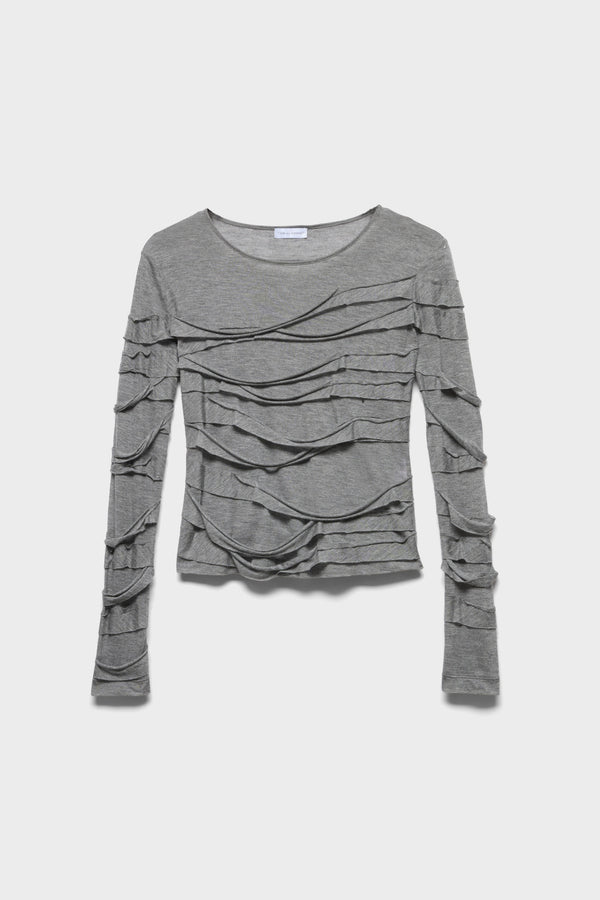 RIBBON LONG SLEEVE TEE in Viscose