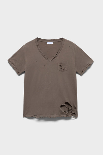 V-NECK POCKET TEE in Jersey Army