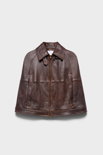 CAPE in Leather Burnt Chestnut