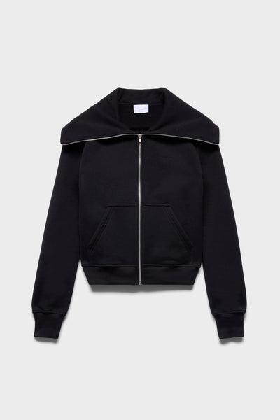 HIGH NECK ZIP HOODIE in Black