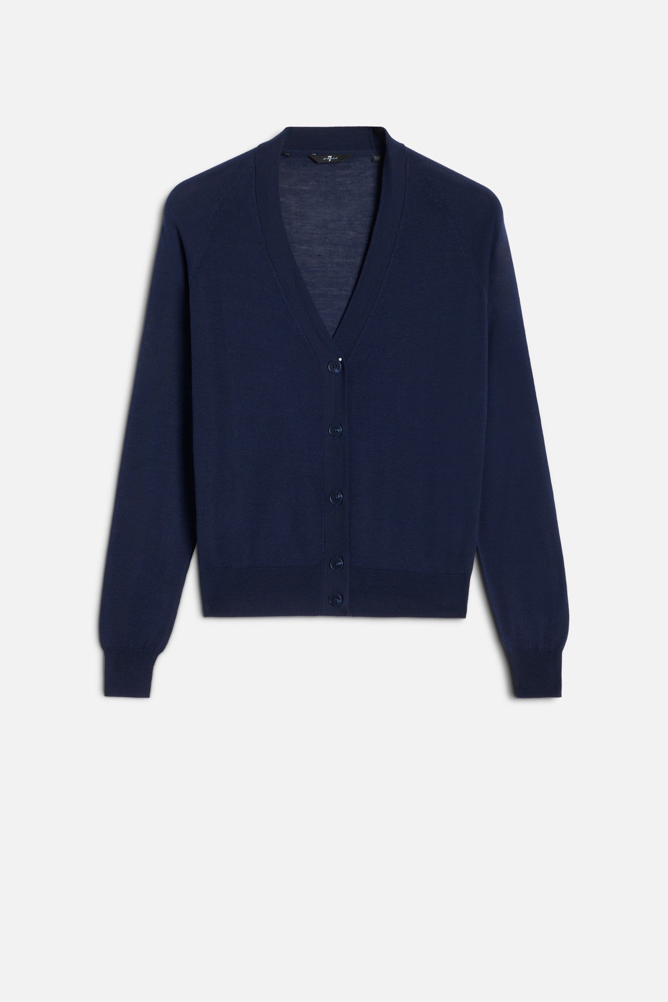 Silk Blend V-Neck Cardigan in Navy | 7 For All Mankind