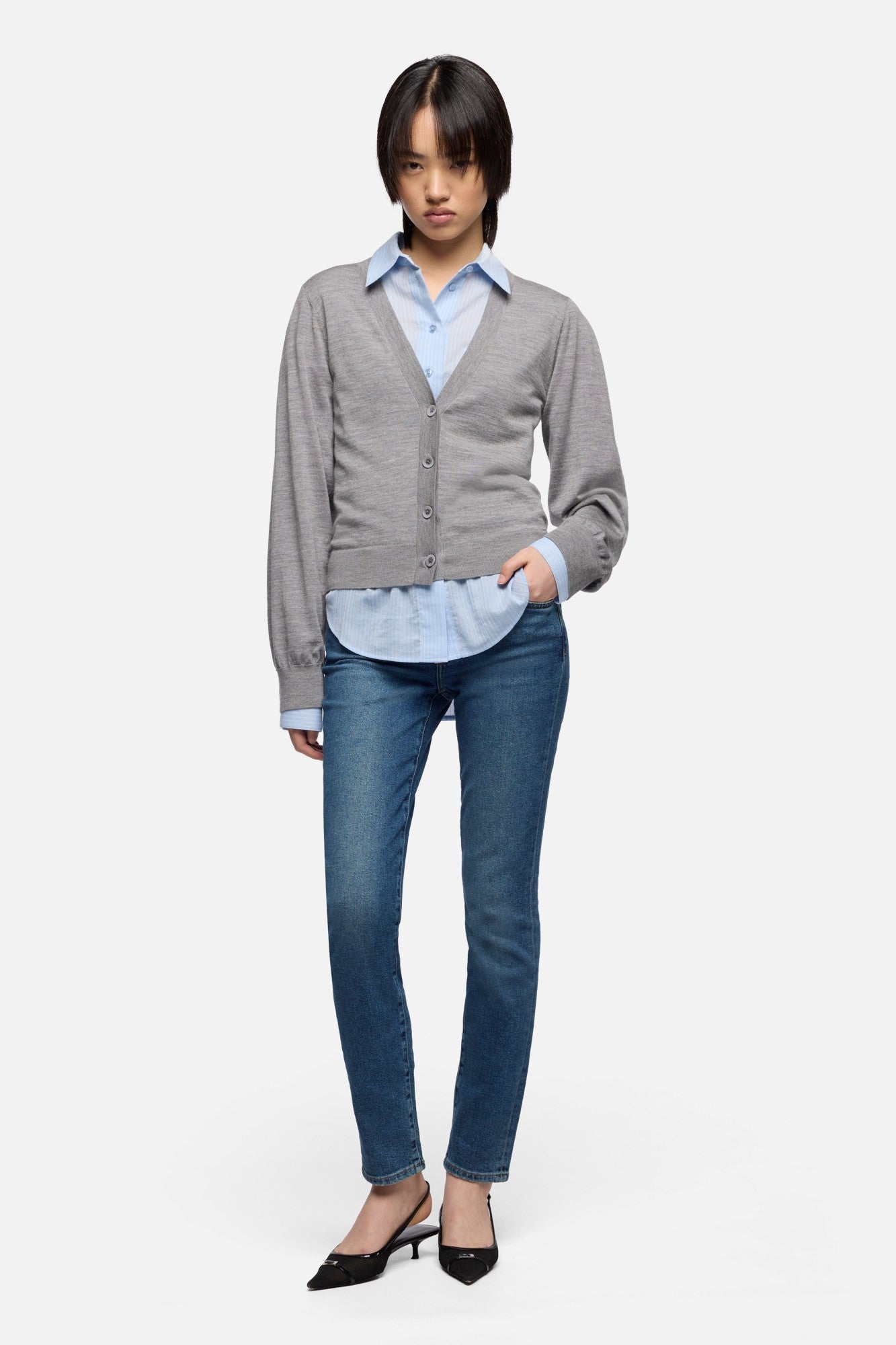 Oversize Button Down in Baby Blue Stripe | 7 For All Mankind