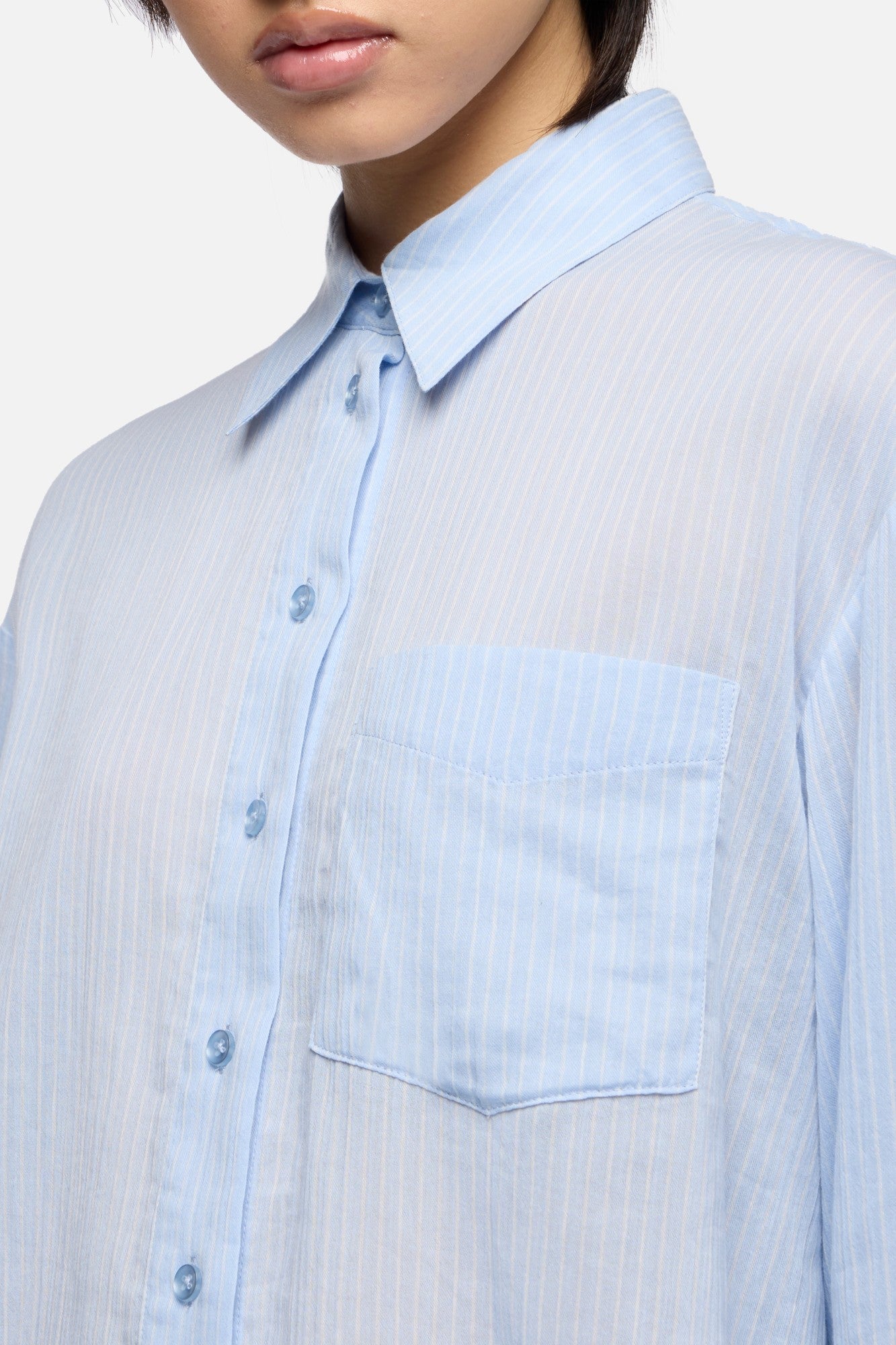 Oversize Button Down in Baby Blue Stripe | 7 For All Mankind