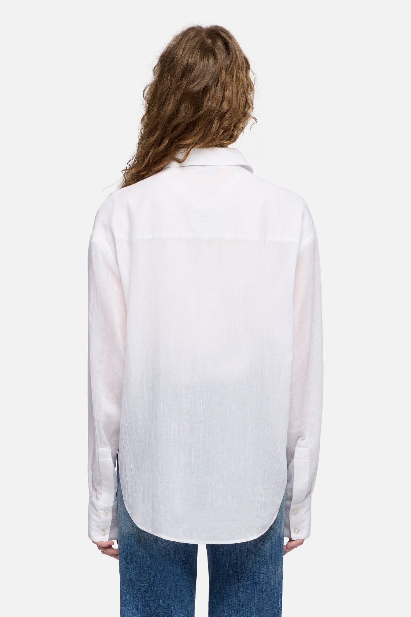 OVERSIZE BUTTON DOWN SHIRT in Cotton Voile Optical White | 7 For