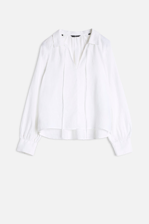 TIE NECK BLOUSE in Linen
