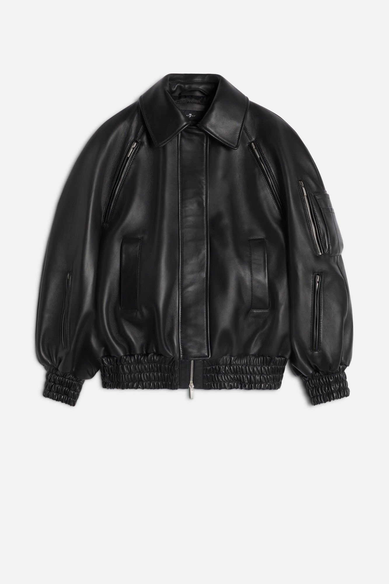 Leather Bomber Jacket in Black | 7 For All Mankind