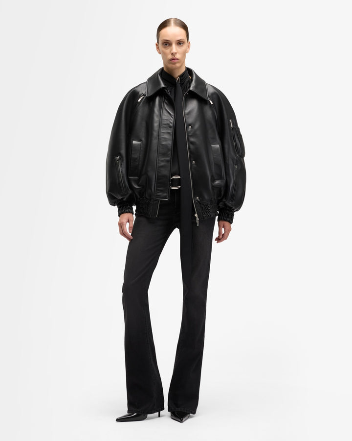【OF ALL FORM】POCKET DETAIL LEATHERBOMBER JJXX vintage faux leather bomber jacket in washed black | ASOS