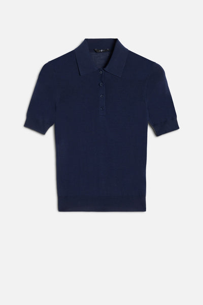 Silk Blend Polo in Navy