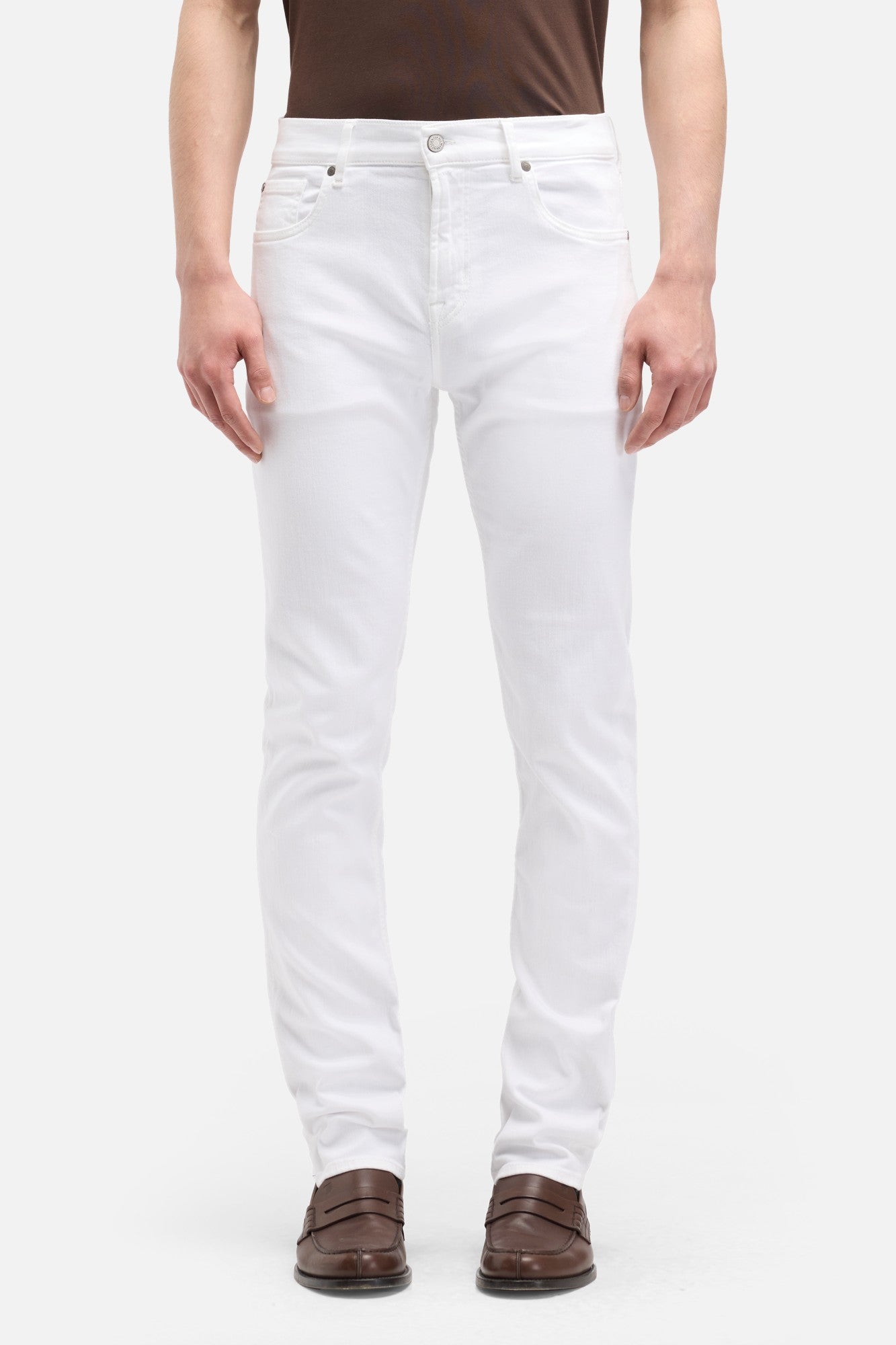 Luxe Performance Slimmy Clean Pocket In White | 7 For All Mankind