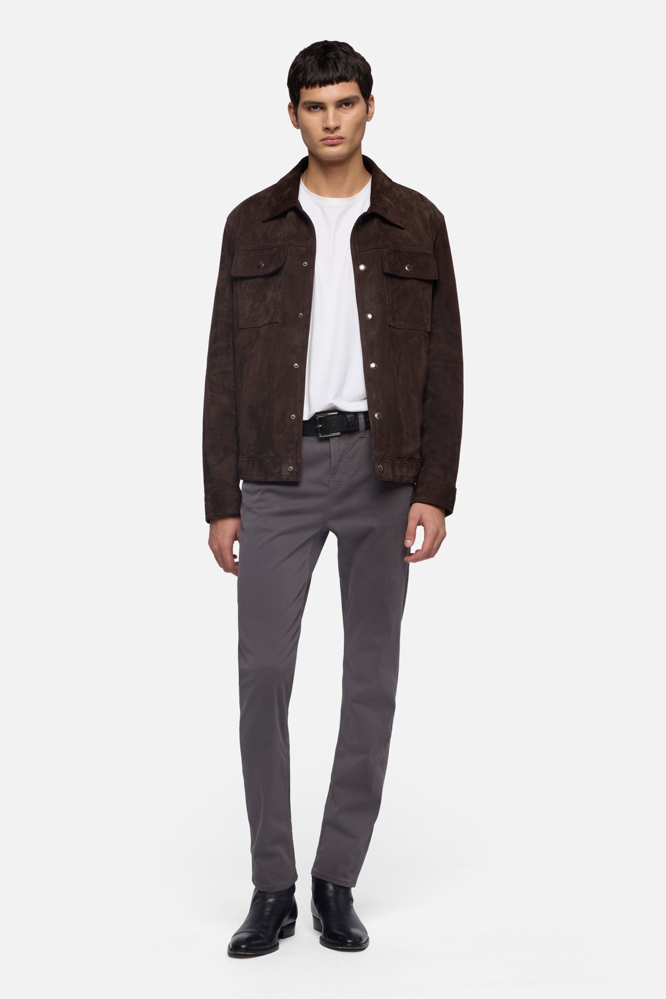 Luxe Performance Stretch Sateen Slimmy in Gunmetal | 7 For All Mankind