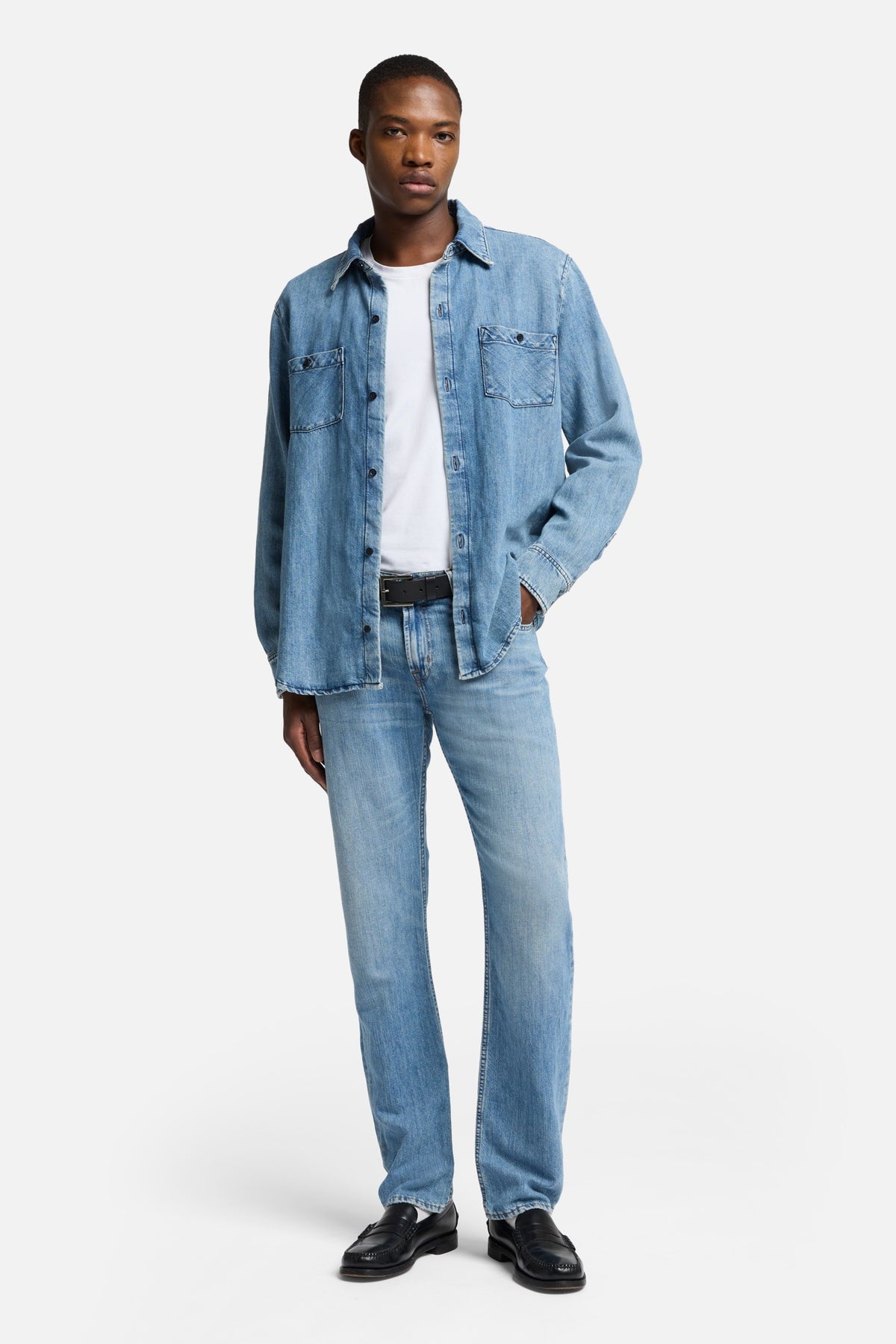 7 For All Mankind Denim Linen The Straight in Station
