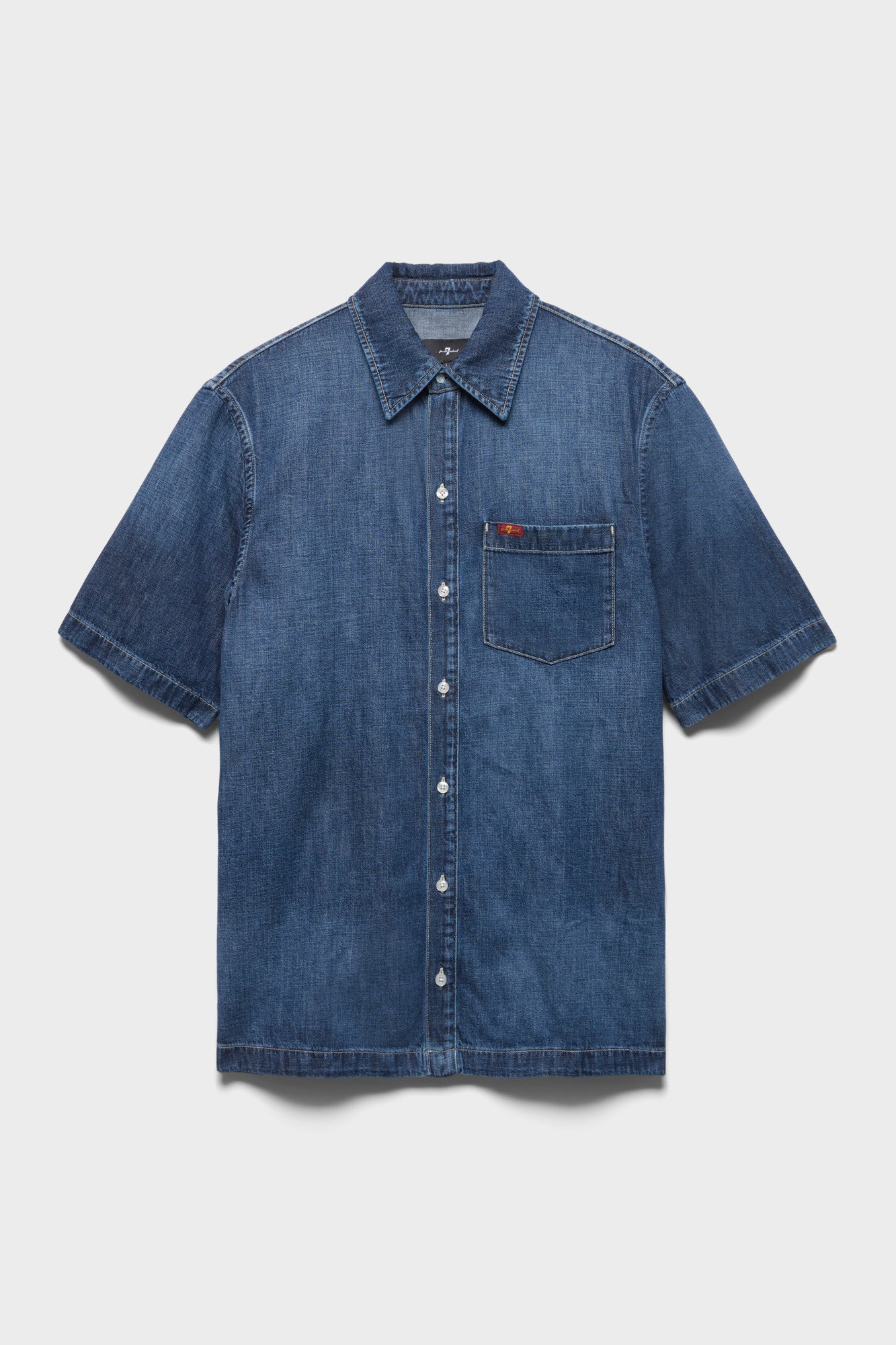 SHORT SLEEVE REGULAR SHIRT in Denim Duster | 7 For All Mankind