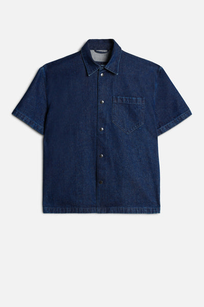 Utility Denim Camp Shirt in Carpenter Blue