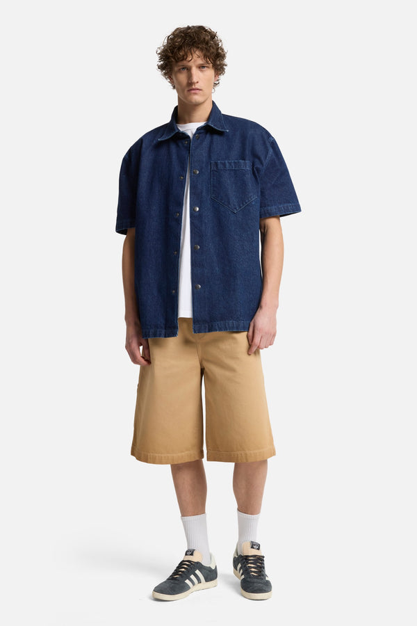 Utility Denim Camp Shirt in Carpenter Blue