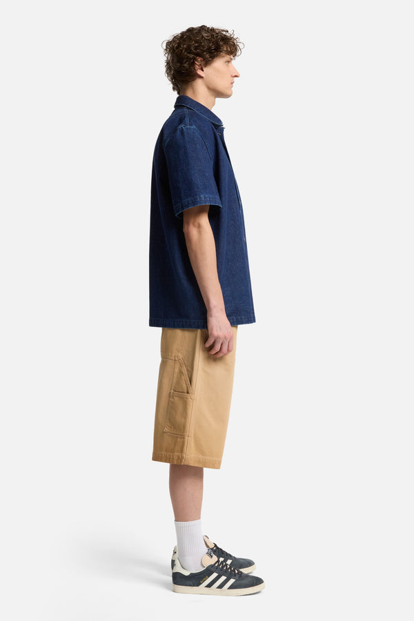 Utility Denim Camp Shirt in Carpenter Blue