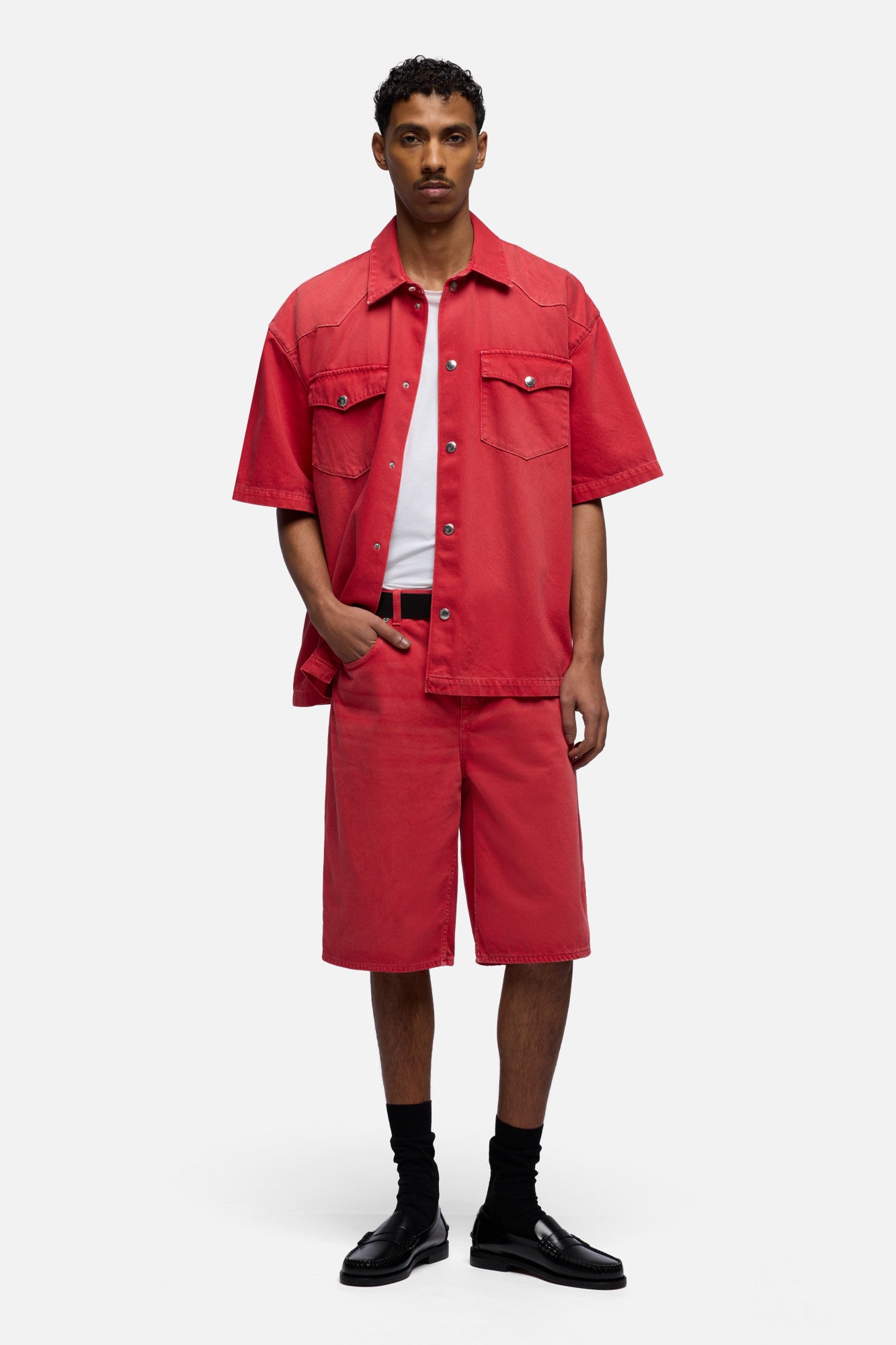 SHORT SLEEVE WESTERN OVERSHIRT in Denim Postbox | 7 For All Mankind