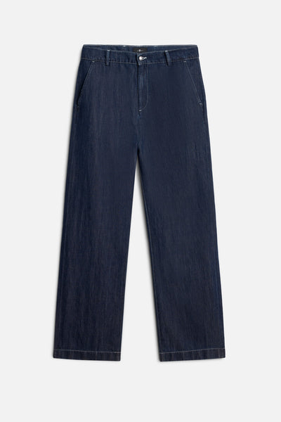 WIDE LEG CHINO in Indigo Linen Nocturnal