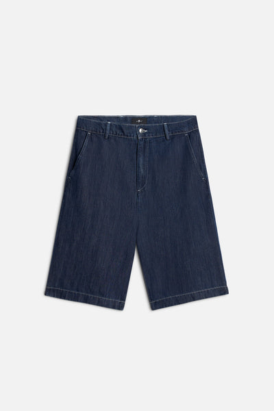 WIDE LEG CHINO SHORT in Indigo Linen Nocturnal