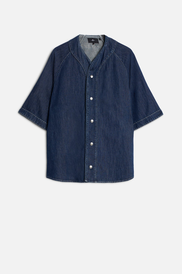 BASEBALL SHIRT in Indigo Linen